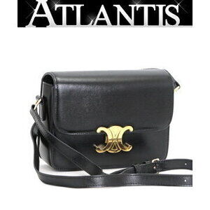 Celine Teen Triomphe Shoulder Bag Black Leather